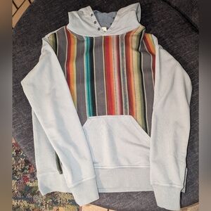 MM Vintage Hoodie Sweatshirt, Blue and Striped pattern